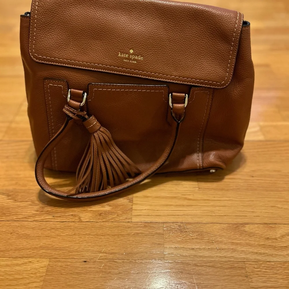 Kate Spade Tan Brown Pebbled Leather Double Handled Satchel- Mint! - Picture 1 of 10